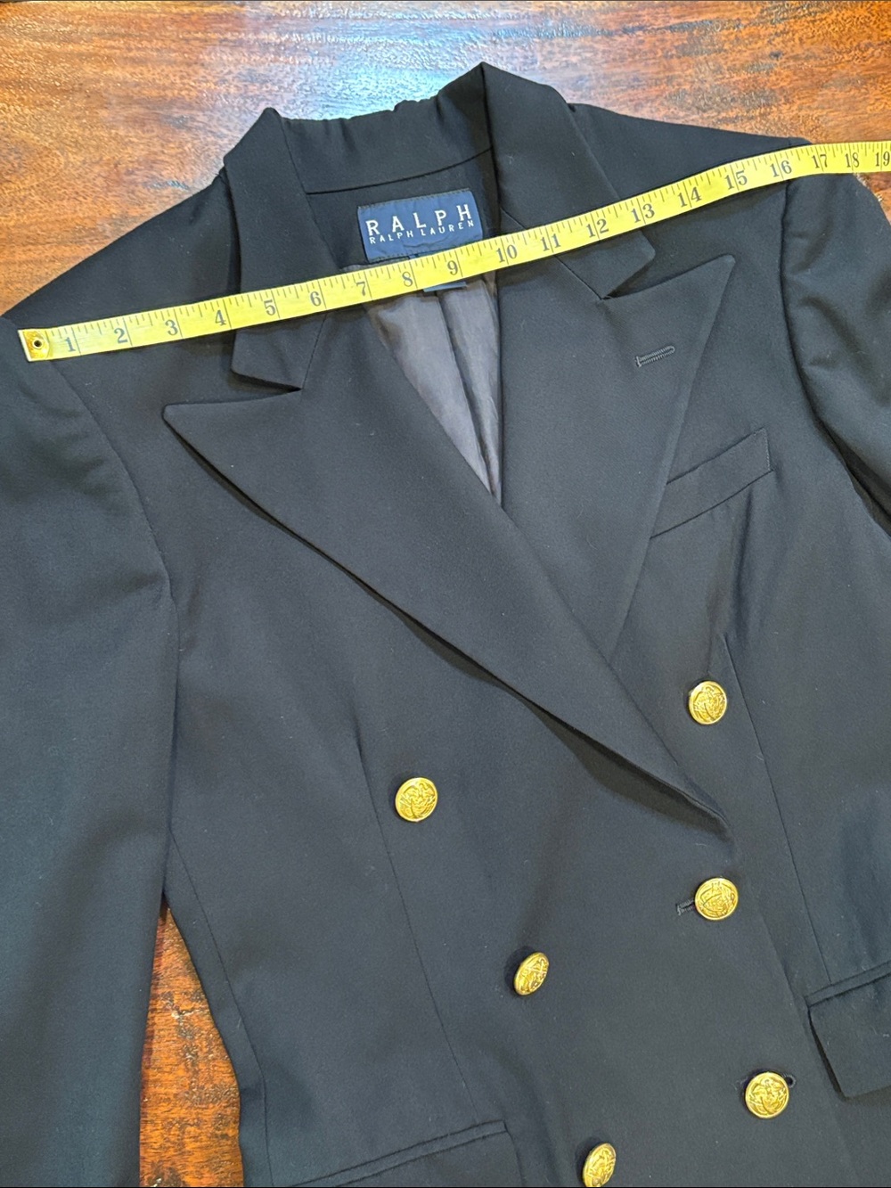 Vintage RALPH Ralph Lauren Navy Double-Breasted Blazer with Gold Buttons size 6 - Picture 15 of 15